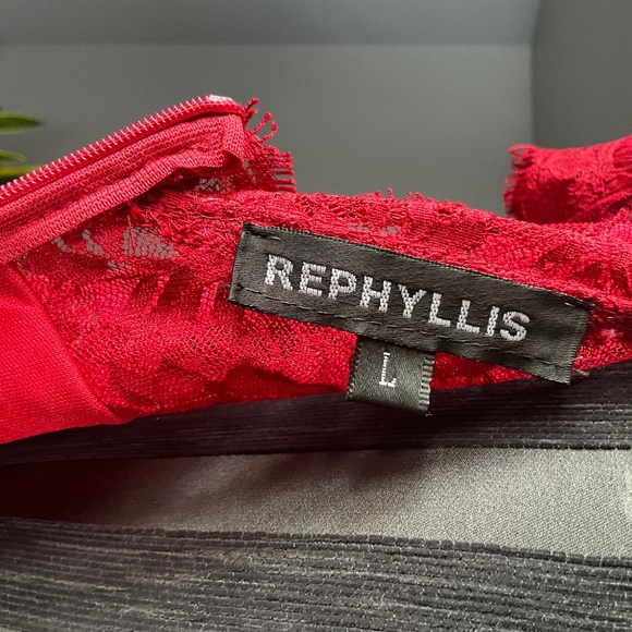 Whimsigoth Vamp Stretch Lace Maxi Gown Mermaid Fairygrunge Pinup Siren Red L - Picture 12 of 12